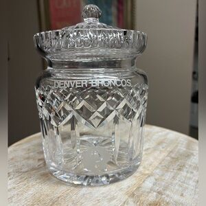 🏈Denver Broncos 🐎 1989 Heavy Crystal Biscuit Barrel with Lid